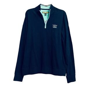 NEW Prince & Fox Blue & Turquoise Quarter Zip Embroidered Logo Sweatshirt